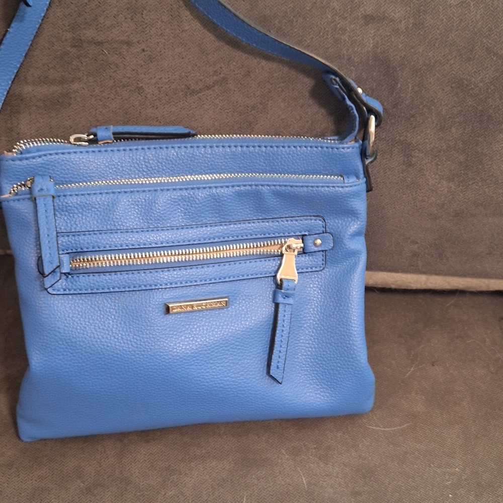 Dana Buchman Blue Leather Crossbody Bag with Textured Finish